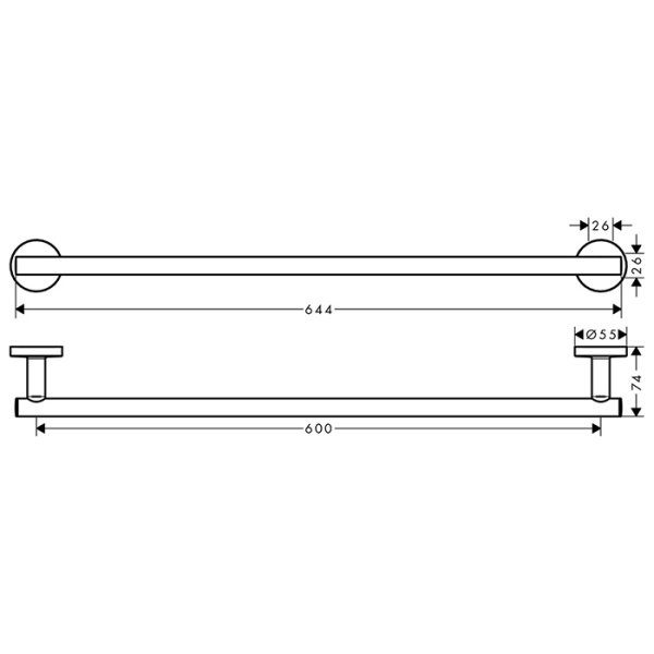 HG Logis Universal Полотенцедержатель одинарный, 600мм, цвет: хром 