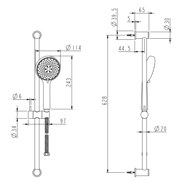 NEMO NM-Q4003-BG Ручной душ с держателем душа, штанга латунь BRUSH GOLD (БРАШИРОВАННОЕ ЗОЛОТО) ~ 