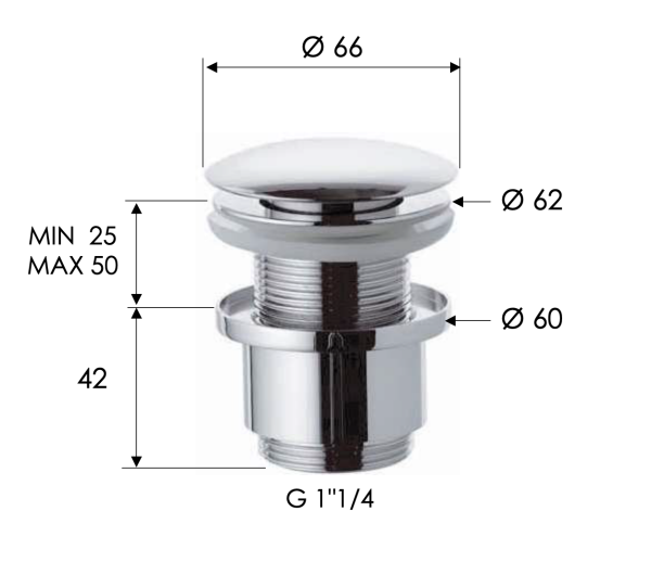 Донный клапан без перелива 1”1/4 Remer 904CC2114DO, золото глянцевое 
