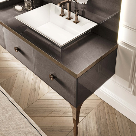 VITAGE milldue edition Раковина NIZZA68 накладная 68х48хh12см без перелива c 3отв. керамика, цвет: белый/платина 