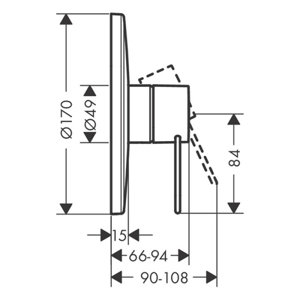 AX Uno Встраиваемый смеситель для душа, однорычажный (внешняя часть), цвет: шлифованный никель 