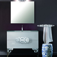 Eurolegno Glamour Комплект мебели, с раковиной стеклянной , с ножками хром, цвет белый глянцевый