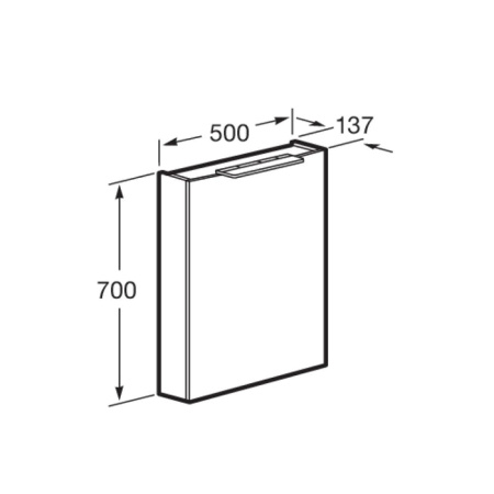 Roca OLETA Зеркальный шкаф 500х137х700 мм, правый, c LED-светильником, вкл. от общего выключателя, белый глянец (Новый артикул) 