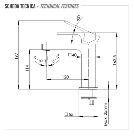 Смеситель для раковины Remer Absolute AU12NO, чёрный матовый 