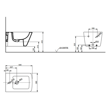 TOTO SP Биде подвесное 540*380*290 мм, цвет: белый (СО СКЛАДА продаем только с унитазом CW532/522) 