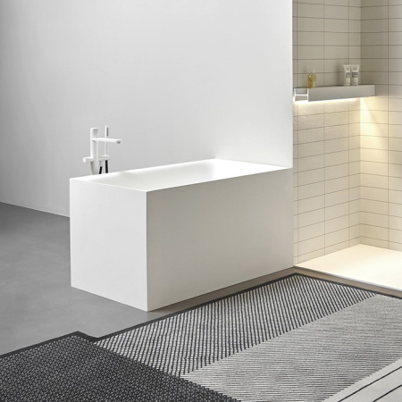 ANTONIO LUPI CUBA Ванна 1250х750х700 мм., сидячая, отдельностоящая, скрытый автоматический перелив, сифон, донный клапан, Flumood, цвет белый матовый 