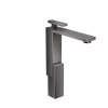 AX Edge Смеситель для раковины 280, на 1 отв., с push/open донным клапаном, излив 180мм, алмазн. огранка, цвет: полир. черный