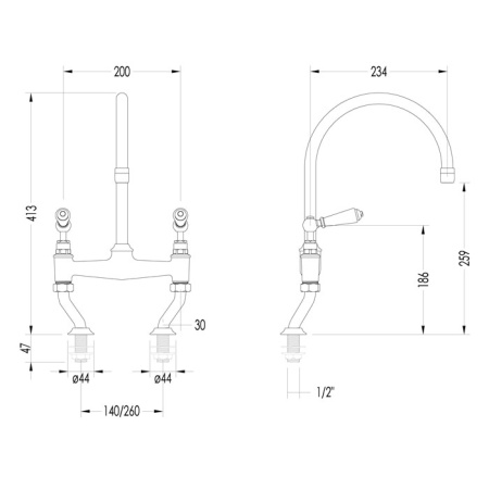 Devon Heritage Смеситель для кухни настольный, цвет никель блестящий 