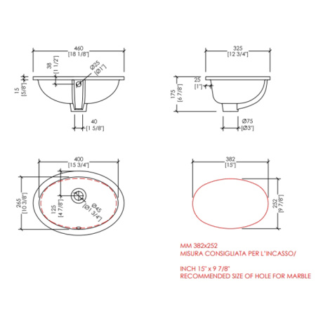 Devon WHITE46 Раковина встраиваемая под столешницу (46х32.5 cм),крепеж в компл, цвет: белый 