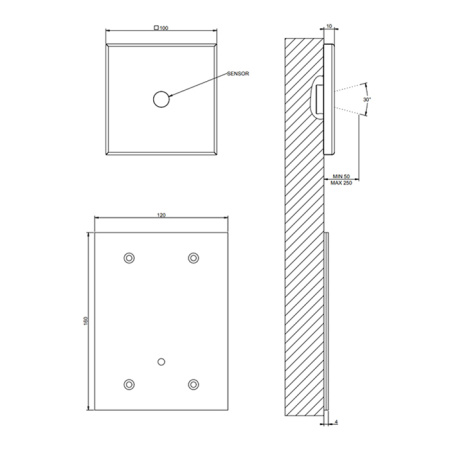 GESSI RILIEVO Электронное удаленное управление для настенного излива с кран-фильтром для регулировки температуры и напора воды, цвет хром 