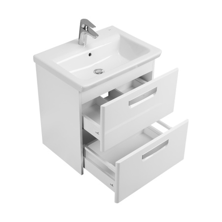 Roca THE GAP ORIGINAL Тумба подвесная 577x412x600 мм. для раковины 600 мм, с 2 ящиками, белый глянец (ZRU9302879) 