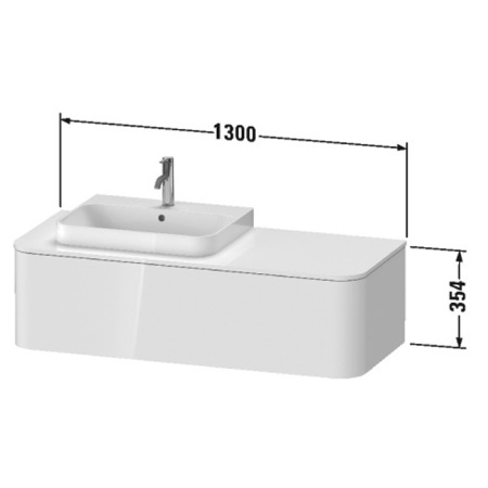 Duravit Happy D.2 Plus Раковина 600х460мм с переливом, 1 отв под смес,  выпуск с керам. покрытием цвет белый (Спец.цена из наличия) 