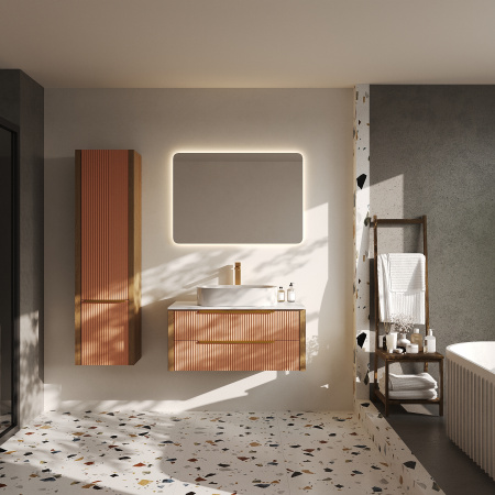 Пенал подвесной Валенсия, Бежево-розовый 