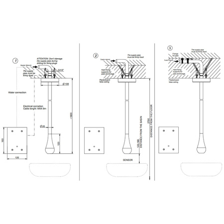 GESSI GOCCIA Смеситель для раковины потолочный,электронный, с кран-фильтром для регулировки температуры и напора воды, внешняя часть, цвет Black XL 