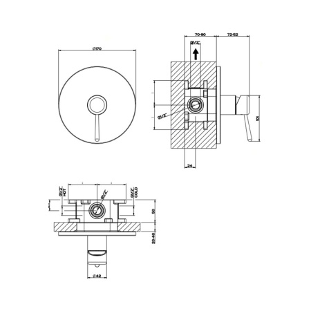 Gessi Goccia Встраиваемый однорычажный смеситель(внешние части), цвет: черный 