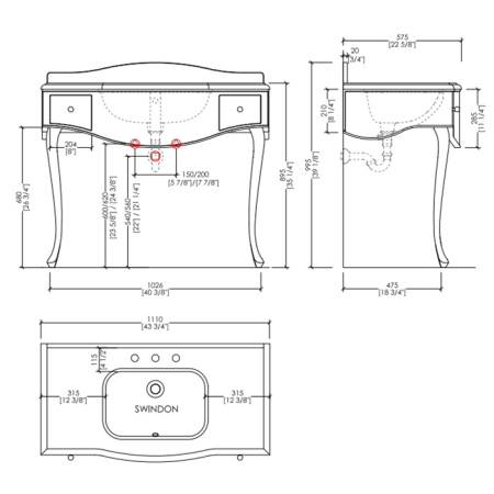 Devon Swindon Раковина встраиваемая под столешницу (55,5х38,5 cм), цвет: белый 