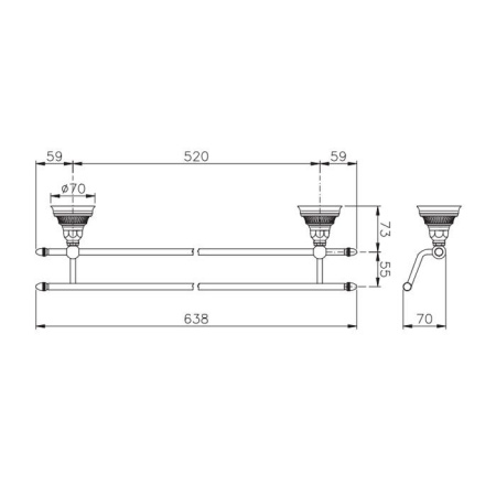 Nicolazzi Impero Полотенцедержатель двойной, цвет: золото 