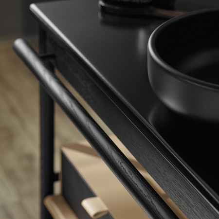 Burgbad Mya База с умыв. Керам. 1200х505х900 мм,1 отв под смеситель на столешнице, 2 ящика, 1 полка металл, 1 пор. для полот., цвет дуб черный, столеш 