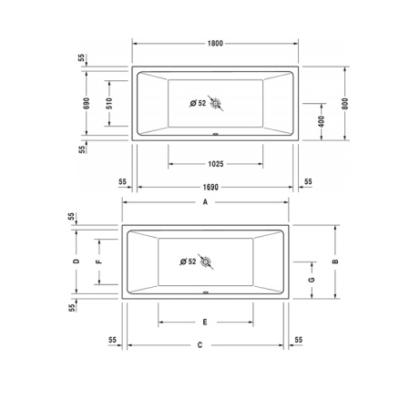 DURAVIT Ножки для ванн и душевых поддонов с боковой длиной> 1000 мм 