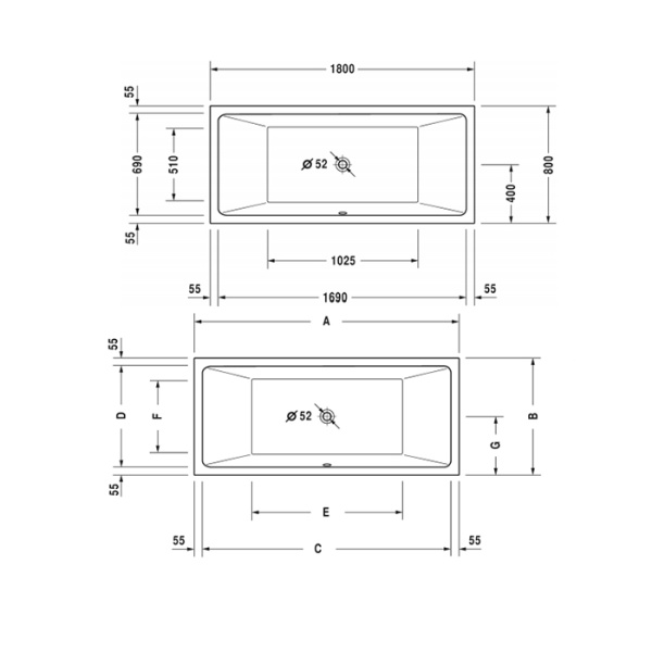 DURAVIT Ножки для ванн и душевых поддонов с боковой длиной> 1000 мм 