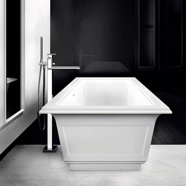 Gessi Eleganza Ванна отдельностоящая 180х85см, со сливом-переливом, цвет: матовый белый 