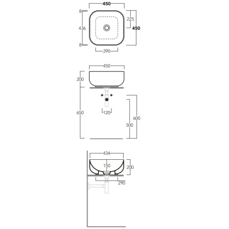 Simas Balloon Раковина-чаша квадратная на столешницу 45x45xh20 см, без отв под смеситель, без перелива, цвет Caramello глянцевый 