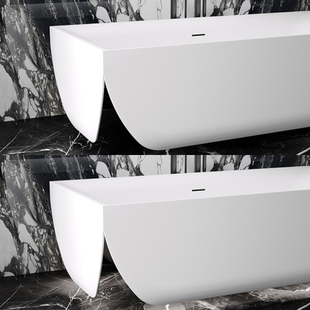 Salini ARIA  Ванна отдельностоящая 1900x900x600 мм,донный клапан Click-Clac , сифон,  слив-перелив, мат-л: S-Stone, матовый, белый. Фурнитура: белая. 