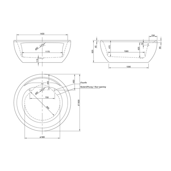 Knief Club Ванна отдельностоящая 160xh62см, без слива-перелива, цвет белый (продается со сливом 0100-091-07) 
