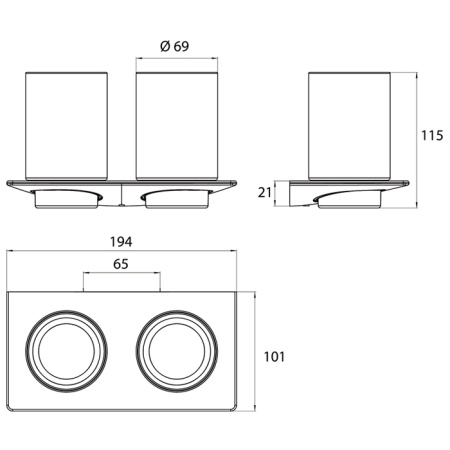 Emco Art Двойной держатель стаканов , стаканы хрустальное стекло прозрачное, цвет хром 