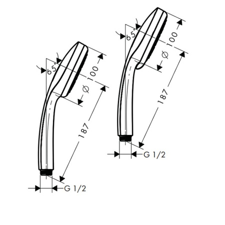 HG Croma 100 Vario Ручной душ 4jet (Rain, обычная, Shampoo, массажная), G1/2, цвет: хром 
