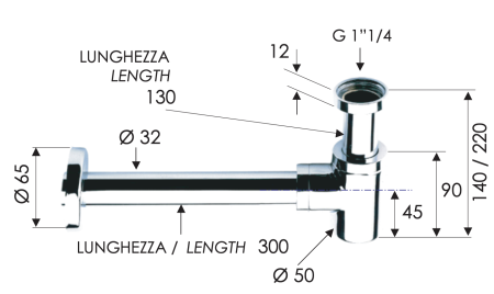 Сифон 1”1/4 Remer 958BCFP, черный брашированный хром 