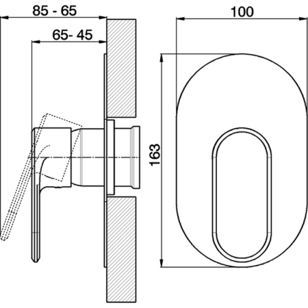 CISAL LineaViva Внешняя часть встраиваемого однорычажного смесителя для душа, цвет хром 