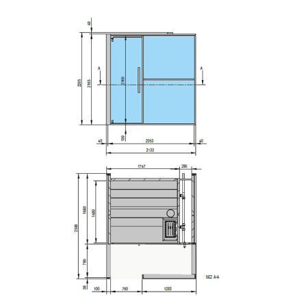 Effegibi Logica S Filo Сауна 214x250h217см, пристенная R.H., цвет: Stone 