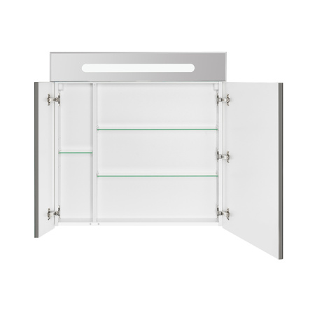 Roca VICTORIA NORD Зеркальный шкаф 800x141x810 мм, с LED-подсветкой сверху, вкл. от общего выключателя, белый глянец (ZRU9000033) 