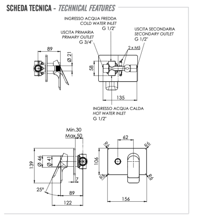 Смеситель для душа Remer Infinity I09HRGNO, черный матовый 
