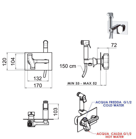 Гигиенический душ со смесителем Remer Dream D60 
