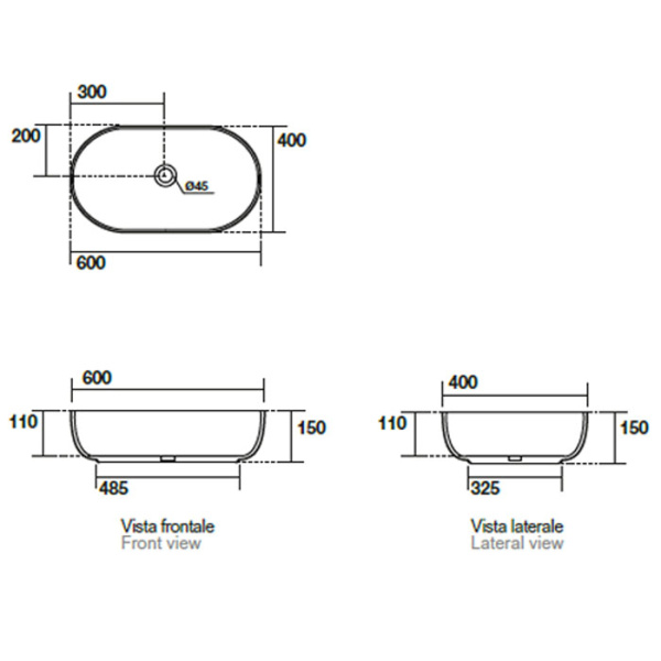 Kerasan Nolita Раковина накладная 60х40 см, без отв под смеситель, цвет Бургундский матовый 