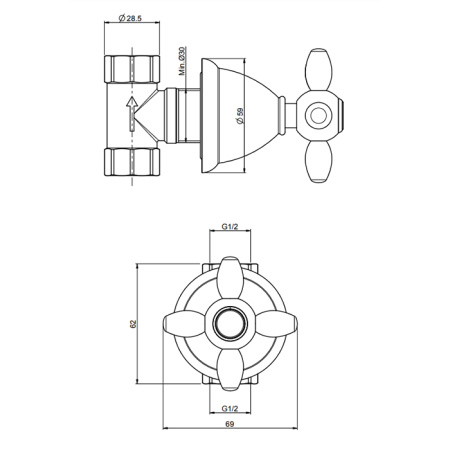 Fima Carlo Frattini Olivia Запорный вентиль 1/2", цвет: золото 