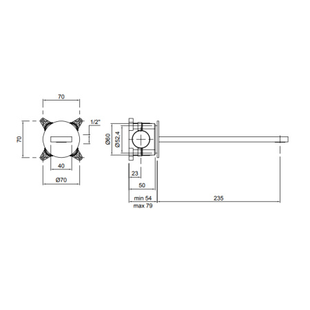 ANTONIO LUPI INDIGO Излив для раковины 250 мм., настенный, в комплекте с встраиваемой частью, цвет графит 