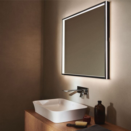 Ideal Standard Conca Квадратное зеркало в черной раме 120 см, диаметральная светодиодная подсветка neutral 