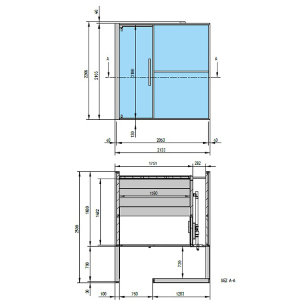 Effegibi Logica H Filo Сауна 214x250h217см, пристенная L.H., цвет: Stone 