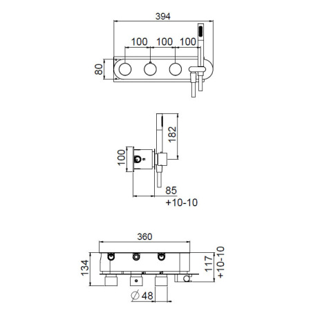 CARIMALI Встраиваемая часть для термостатического смесителя на 4 положения 