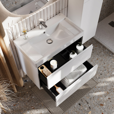 Roca ONA Тумба подвесная 785x450x565 мм. для раковины 800 мм, с 2 ящиками, белый матовый 