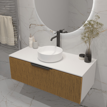 Тумба под раковину/столешницу Кито, Белый/Тростник 80 