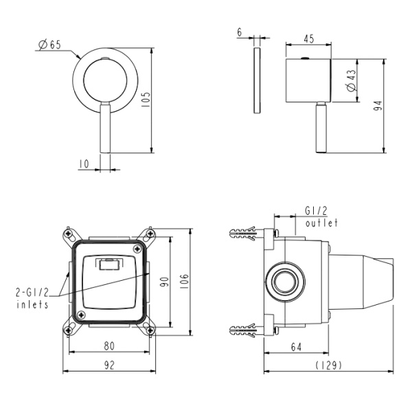 NEMO NM-2342BG Смеситель для душа BRUSH GOLD 