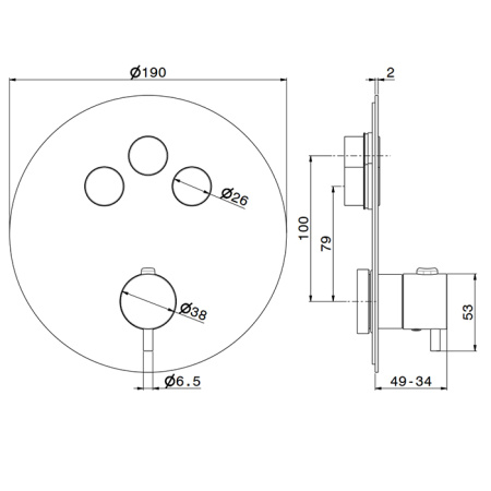 Newform X-Steel 316 Наружная часть для термостатического смесителя, на 3 источника, переключение - кнопки (для 27752) цвет: нержавеющая сталь 