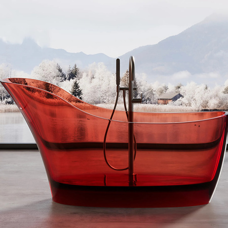 DEA DESIGN Elegant Ванна отдельностоящая 169x75xh88 см, материал: Glasstech прозрачная смола, цвет: pomegranate 