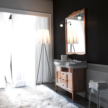 KERASAN Retro 7347, база 100см, с прямым фасадом, под  раковину 1050, цвет: noce (орех), ручки: керамика 