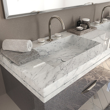 VITAGE milldue edition HILTON Тумба под раковину 900х549х317 мм., 1 ящик, фурнитура polished steel, отделка стекло twill smoke (93) 