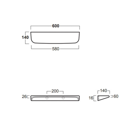 Simas Degrade Полка подвесная 60х14 см (крепления включены) белая. 